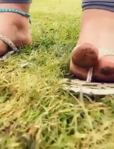 Muddy flip flops
