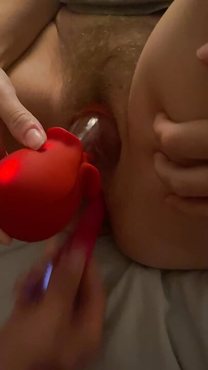 Fucking my wet pussy with two toys