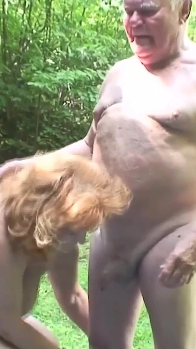 Captivating moment from "Grandpa and grandma have hard sex in the middle of the German forest"