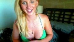 Blonde girl gives webcam show