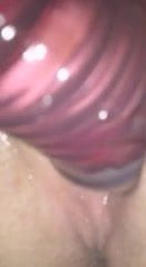Close up Juicy pussy dildo fun and cream pie