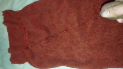 Big cumshot on towel