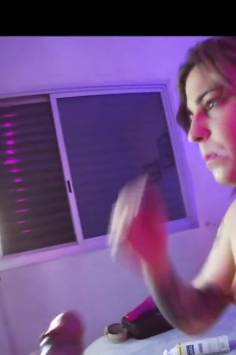 The trans Emma Ink sucks her neighbor with whipped cream and leaves him all drooling and then gets milk in her mouth