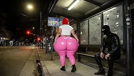 Big Ass Girl in Tight Pink Leggings Gets Stared at in Public