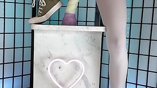 Punkd Princess fucks giant dildo balls deep in chucks and stockings