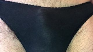 Pissing in black cotton panties