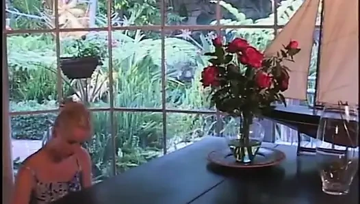 He sucks on her tits and makes her get on her knees
