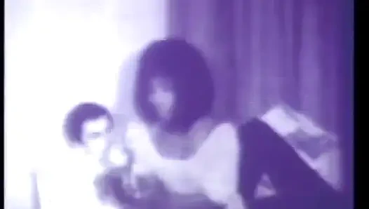 Vintage 3some with horny black & white milf and strapon dildo (No audio but music)