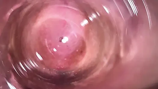 Camera deep inside Mia's teen creamy pussy