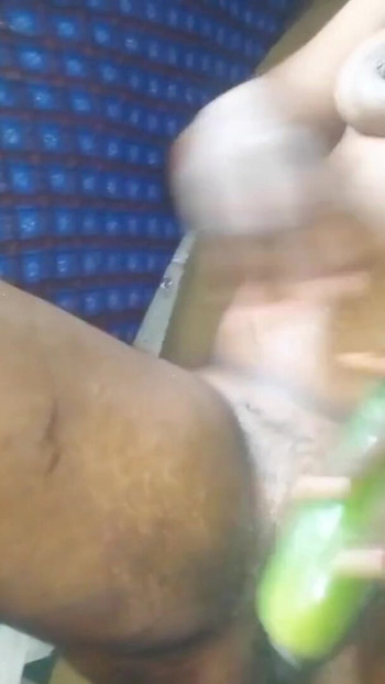 Thrilling moment from "Big cucumber hits the tight pussy hard and steady"