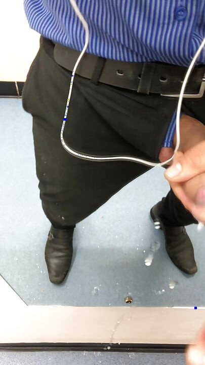 Fuck horny at work, cum inside the toilet.