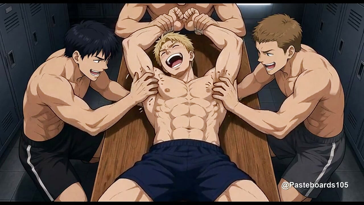 Holdt fast af sine holdkammerater – hele holdet går efter hans bare armhuler (2D anime)