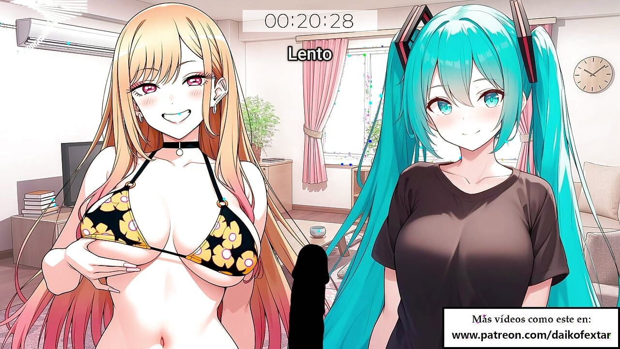 Spansk Audio JOI Hentai. Marin og Miku onanerer dig på skift!