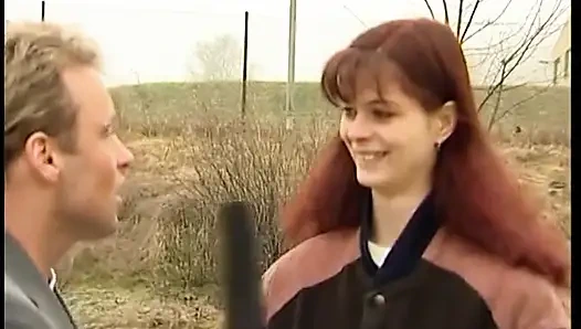 Cute redhead teen shows her body at the casting