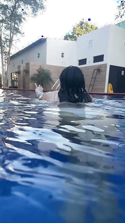 Busty Latin Greece Swiming in the Pool