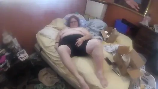 BBW plays with her pussy and does hot sloppy cock sucking!