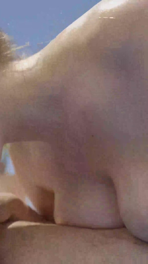 She Horny by the Pool and Is Visited by a Big Cock