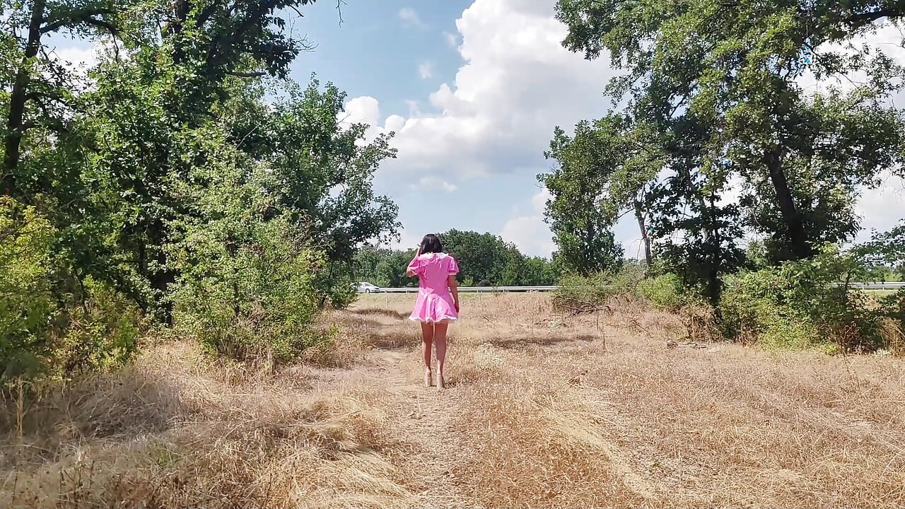 A Slave Slut Shows off Her Pink Ass on the Highway