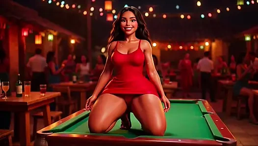 Heiße schlanke favelada mit dickem arsch tanzt wild bei pagode zieht sich auf dem tisch aus und hockt dann in dunkler gasse zum pinkeln