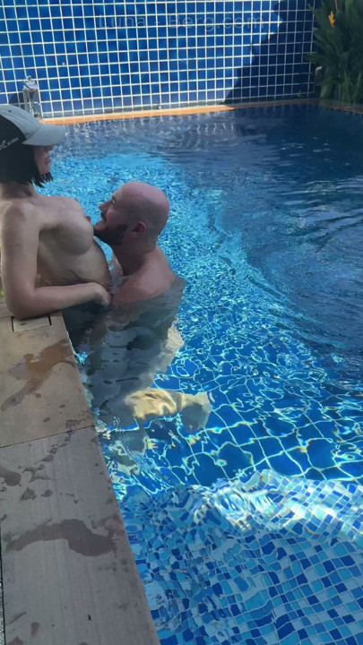 Pool Day: Cheating Busty Wife Having Fun with Her Lover. Big Boobs, Sun and Big Cock | Clip 1