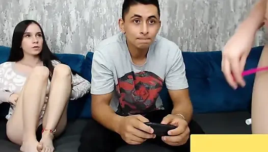 Stepmom and Stepdaughter Fuck with Stranger