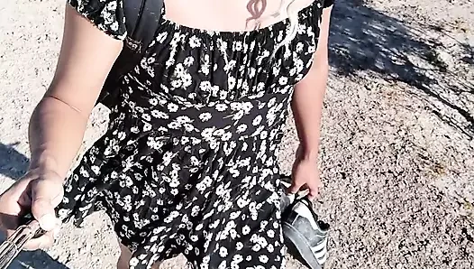 Cute Ladyboy In Public With Very Hot Mini Skirt And Sandals