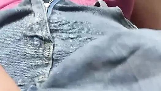 Young Blonde Flashes Wet Pussy Under Denim Skirt and Dances Link in bio.