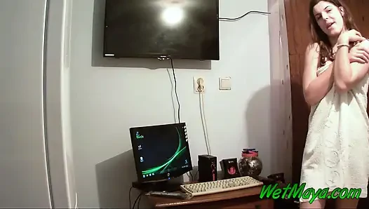 Working on her computer makes Maya pee right there in her office/bedroom