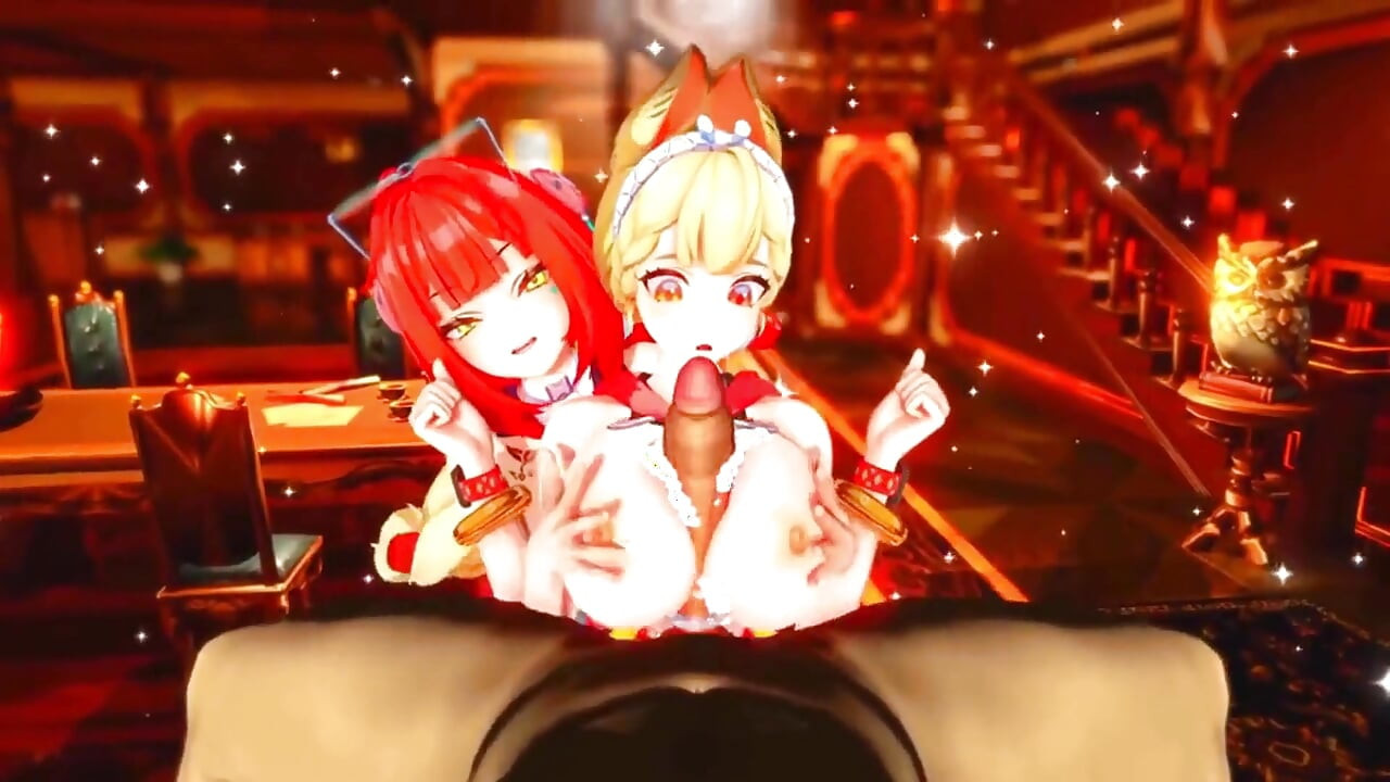 Zenless Zone Zero - FFM Yuzuha i Alice Swap Cock and Take Turn Riding - Animacje Hentai 3D