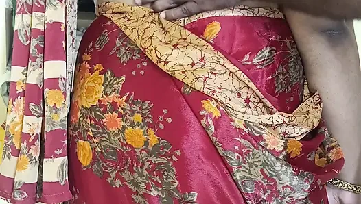 Red color saree cheating Housewife 1