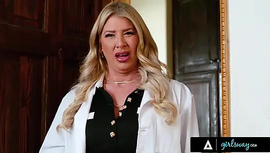 GIRLSWAY - MILF Doctor Lolly Dames Catches Stepdaughter Gal Ritchie In Her Scrubs Doing Naughty Cam