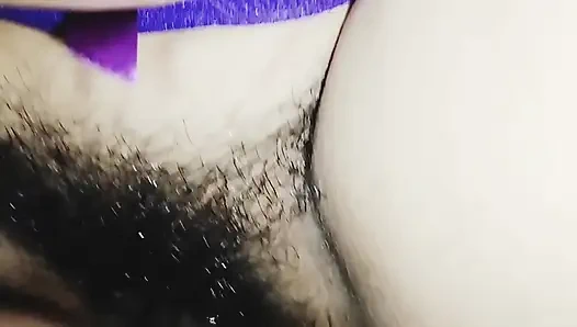 Stepuncle fuck my hot wife and cum out on her hairy pussy