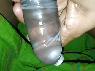 Hot cock huge cum in condom