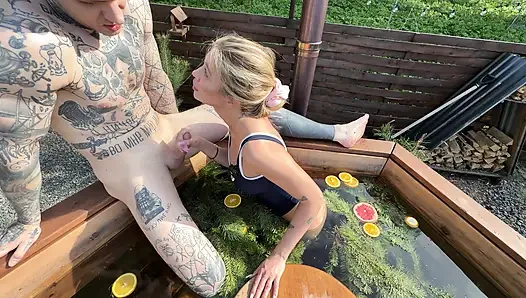 Risky Forest Bath Quickie - Almost Caught Fucking