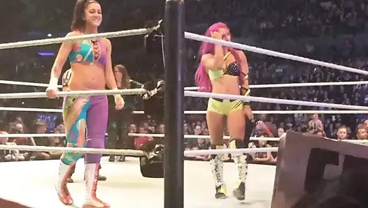WWE - Bayley and Sasha Banks dancing badly in the ring