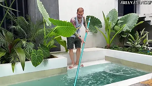 Threesome with Colombian big-bootied girls fucking the pool boy with their big tits - Sthefycupcake & Alejandra Palacios
