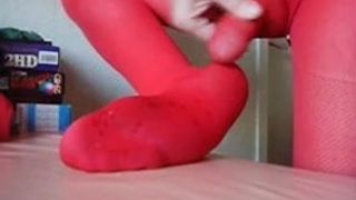 Cum on pantyhose foot