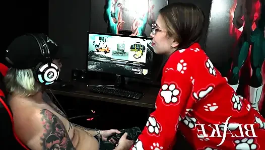 Slim Girl Addicted to Cock Sucks and Rides on Her Stepbrother's Cock While He Is Playing on the Compote