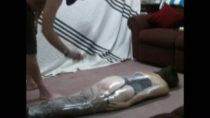 Wife in saran wrap pain and pleasure...