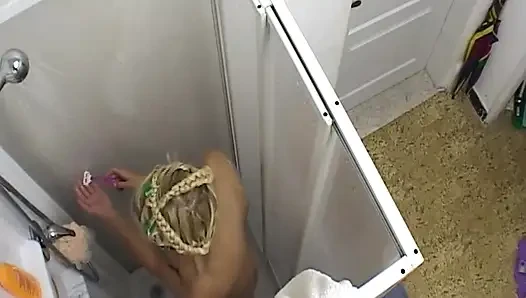 Two Blondes Wet Shower Touching and Body Play