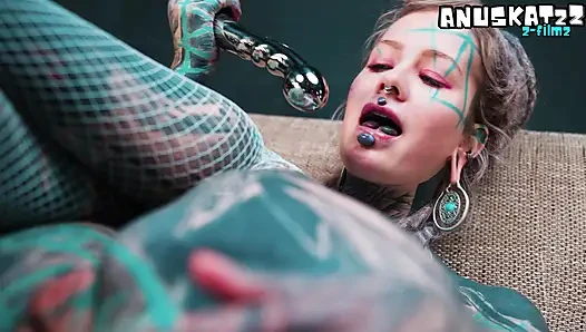 Dreadhead Anal Gape Training with Steel Dildo