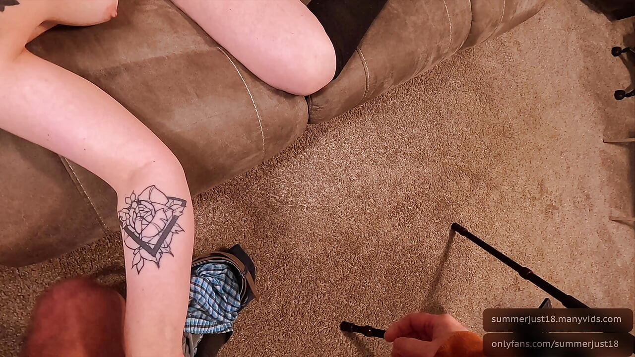 Sucked his cock after he caught me masturbating then got fucked so good until creampied