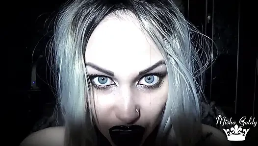 Sexy witch will consume you alive and cum from your moves and fight inside of her body