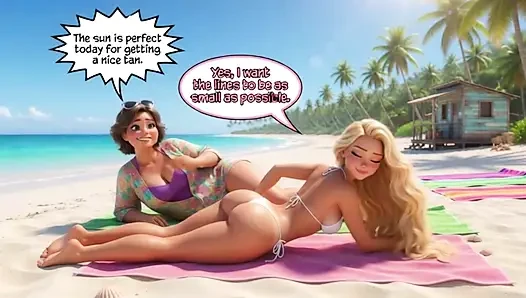 Married Blonde's Beach Tease Becomes Wild House Game with Husband and Young Men (AI generated)