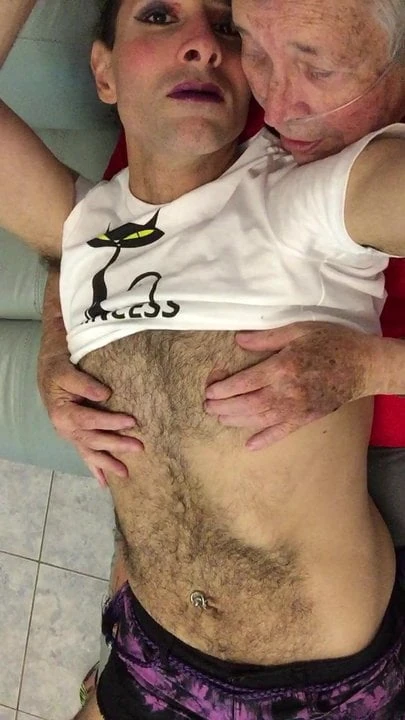 Elderly man enjoying more fondiling of a youthful body