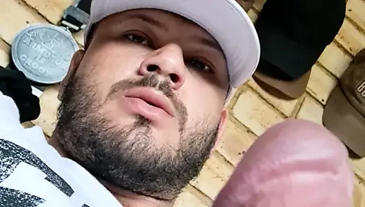 Lebanese Bodybuilder hunk strokes his 10 inch dick and plays with his low hanging balls until he cums