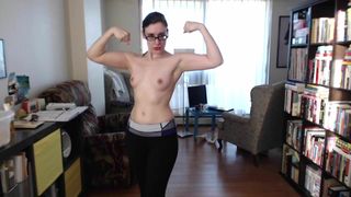 Topless Bicep Flexing