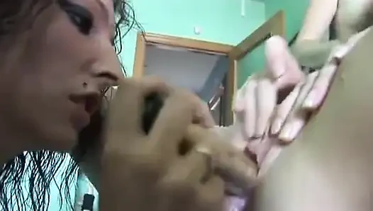 Hot bitch on the couch having an orgy