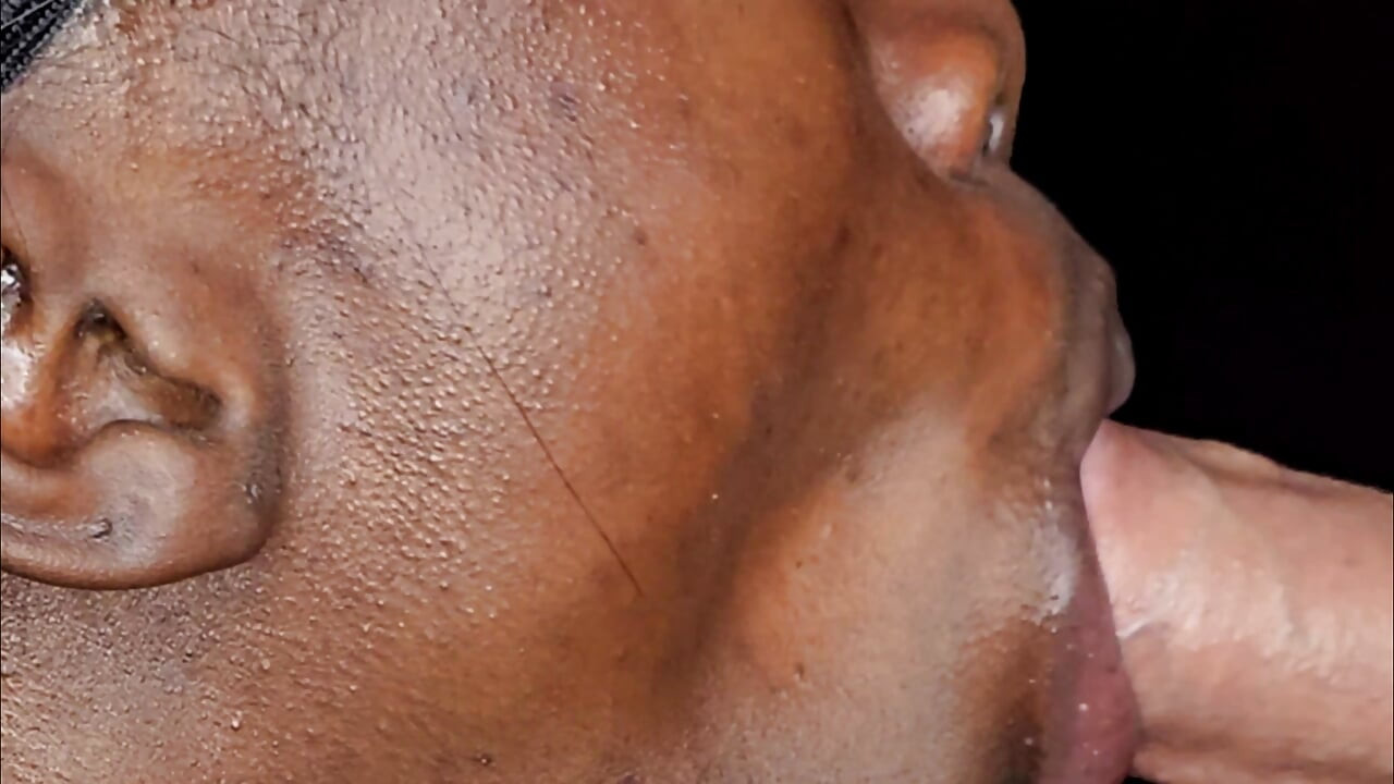 Close up playing a white dick by an ebony mouth