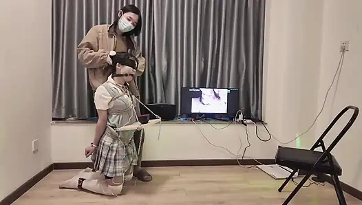 Hs021-an Asian Girl in School Uniform Was Disciplined